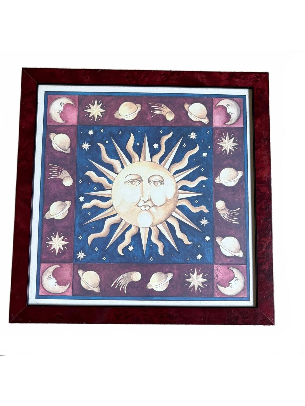 Celestial Mary Beth Zeitz Moon Print 90s Whimsy Y2K Framed 14.5"x14.5"
